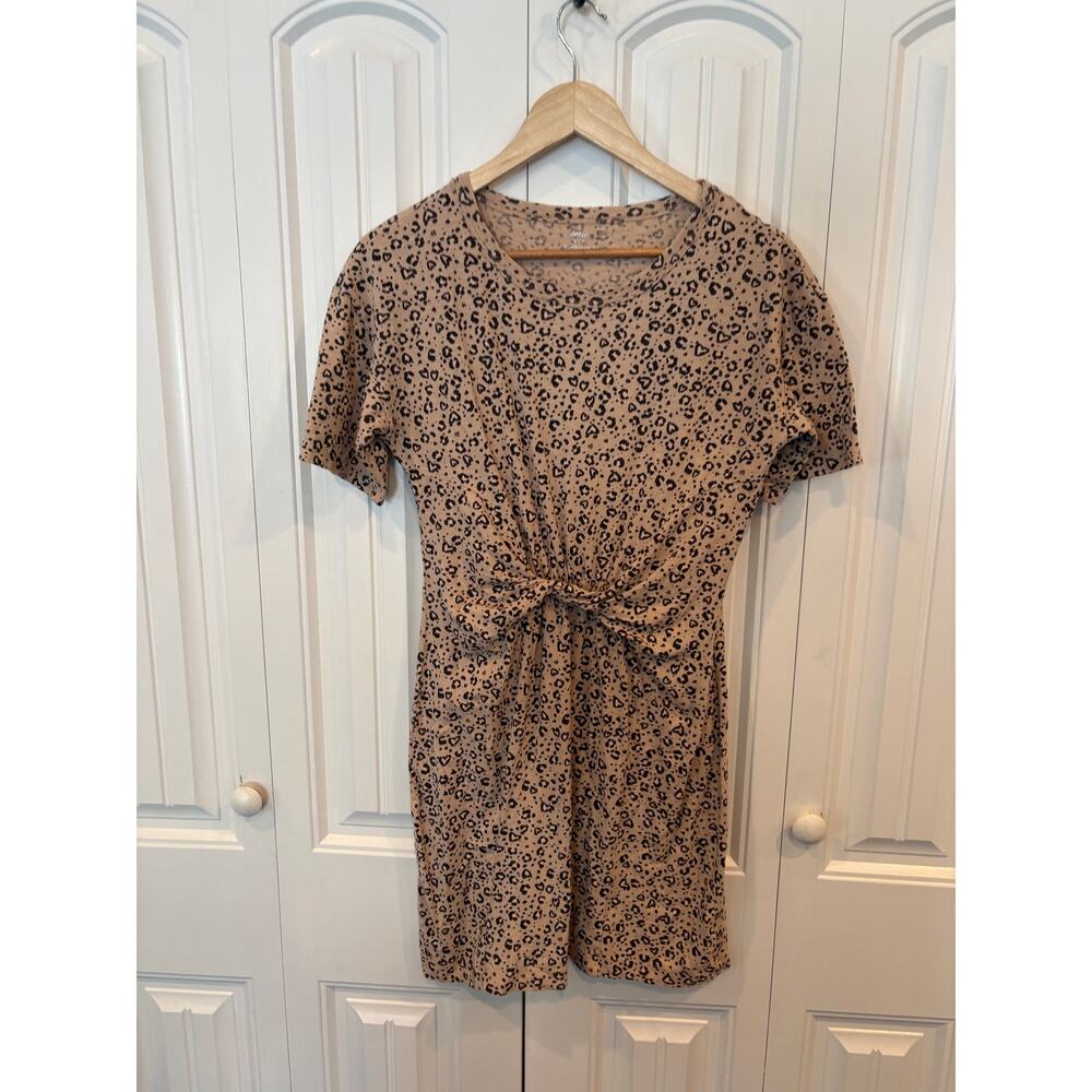 Aerie‎ Tan Animal Print Twist Waist Dress Size Small